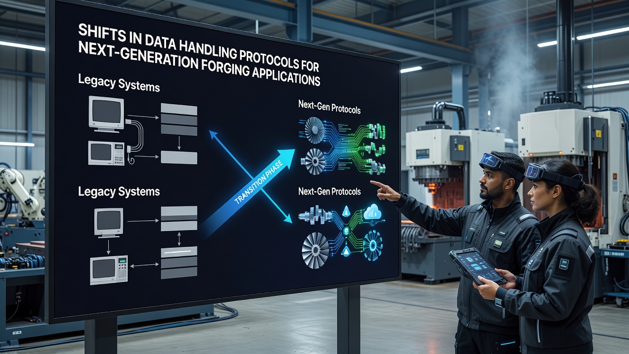 Data visualization dashboards displaying real-time forging process metrics